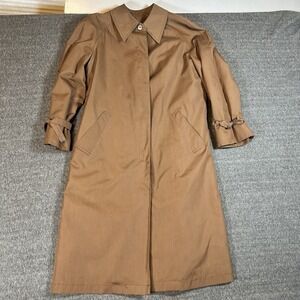 Vintage Womens London Fog Trench Coat‎ Brown Removable Fleece Lining 40 Long